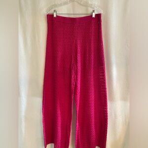 Yasmina wide leg sweater pant, full bloom pink, size Large